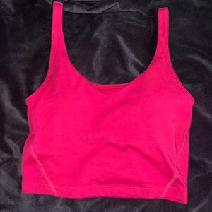 Hot pink cropped tank with built in bra